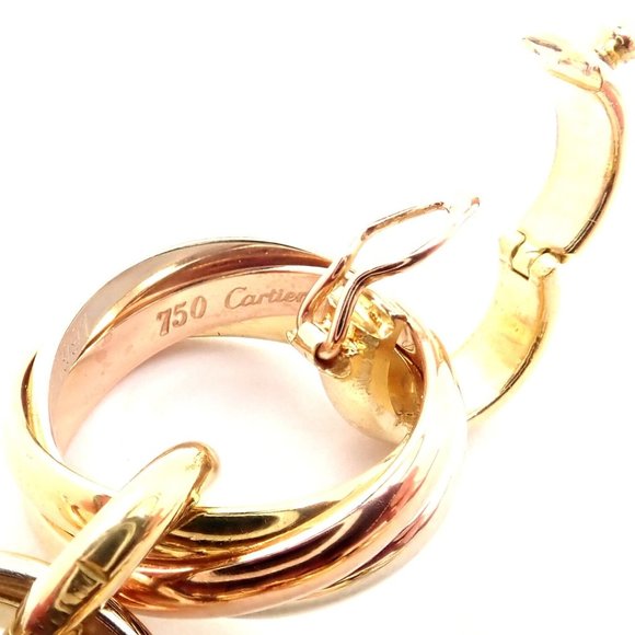 Authentic! Cartier Trinity 18k Multi Color Gold Round Wide Link Bracelet - Picture 7 of 12